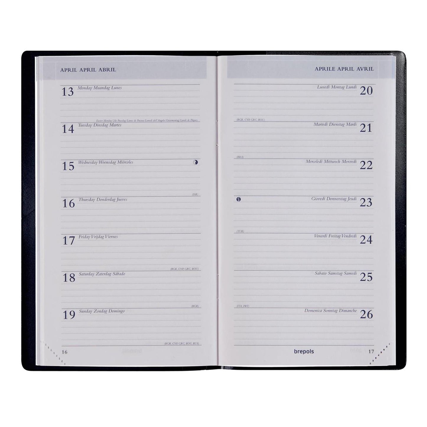 Brepols zakagenda breplan week 2026 seta zwart blauw rood 9x16cm