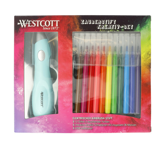 Westcott airbrush - set inclusief 12 stiften en 36 sjablonen - ac-e16800