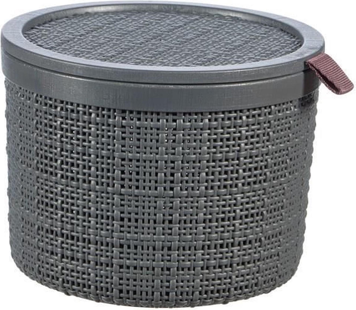 Curver jute mandje rond met deksel 2 liter donkergrijs 17x17x12,5cm