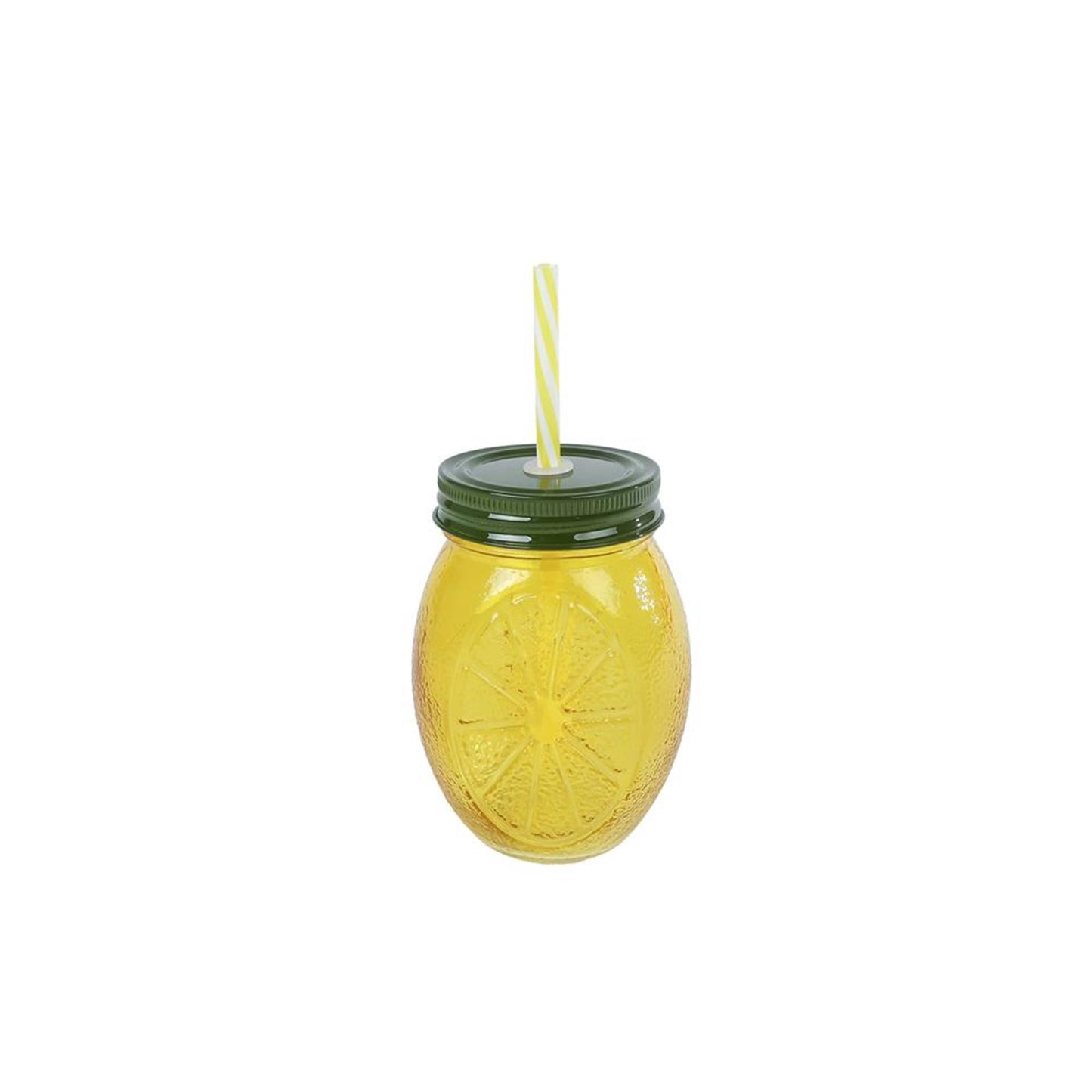 Lemon drinkglas met rietje 10,5x10,5x12,5cm citrus