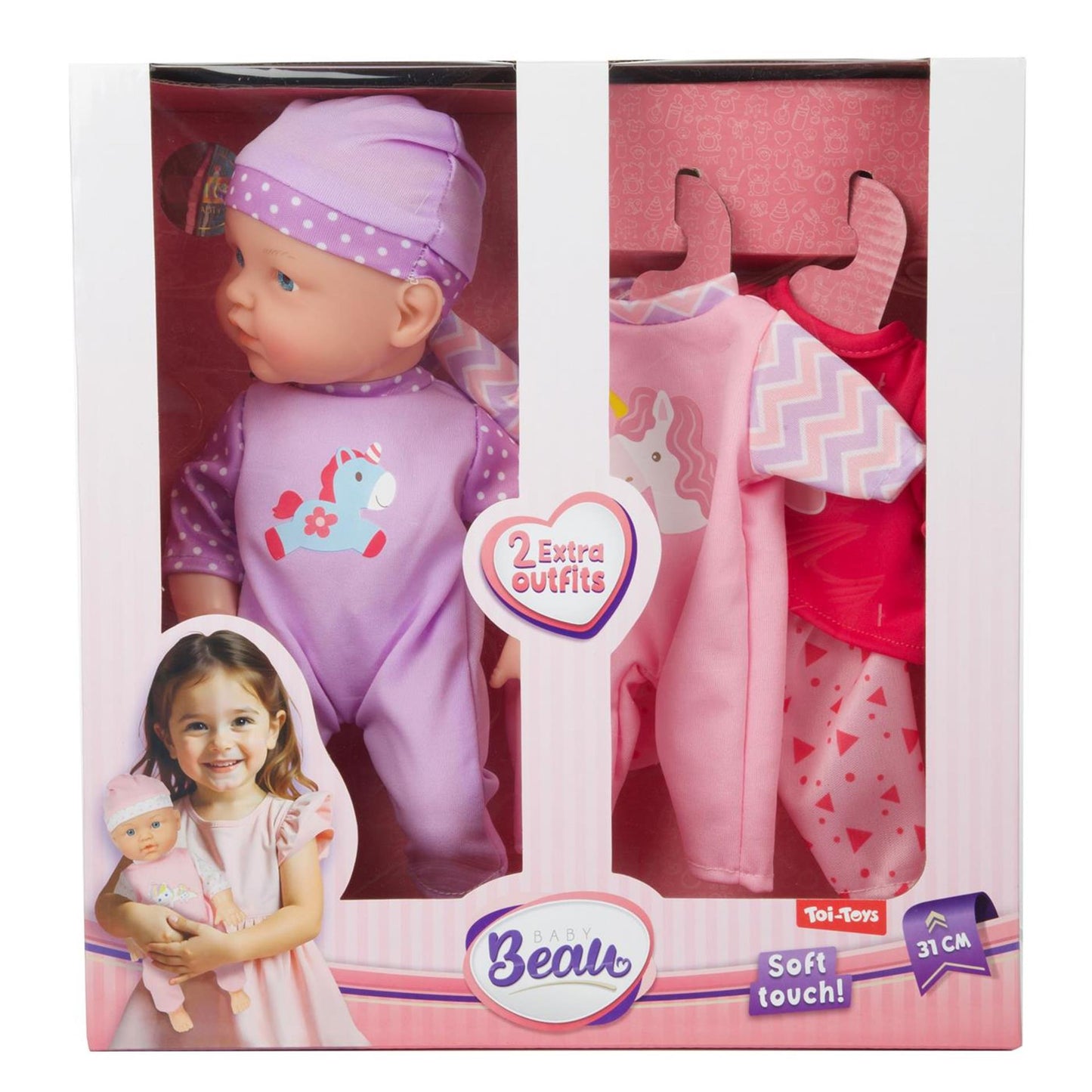 Toi-toys beau babypop dress up 31cm met 2x kledingset 2 assorti