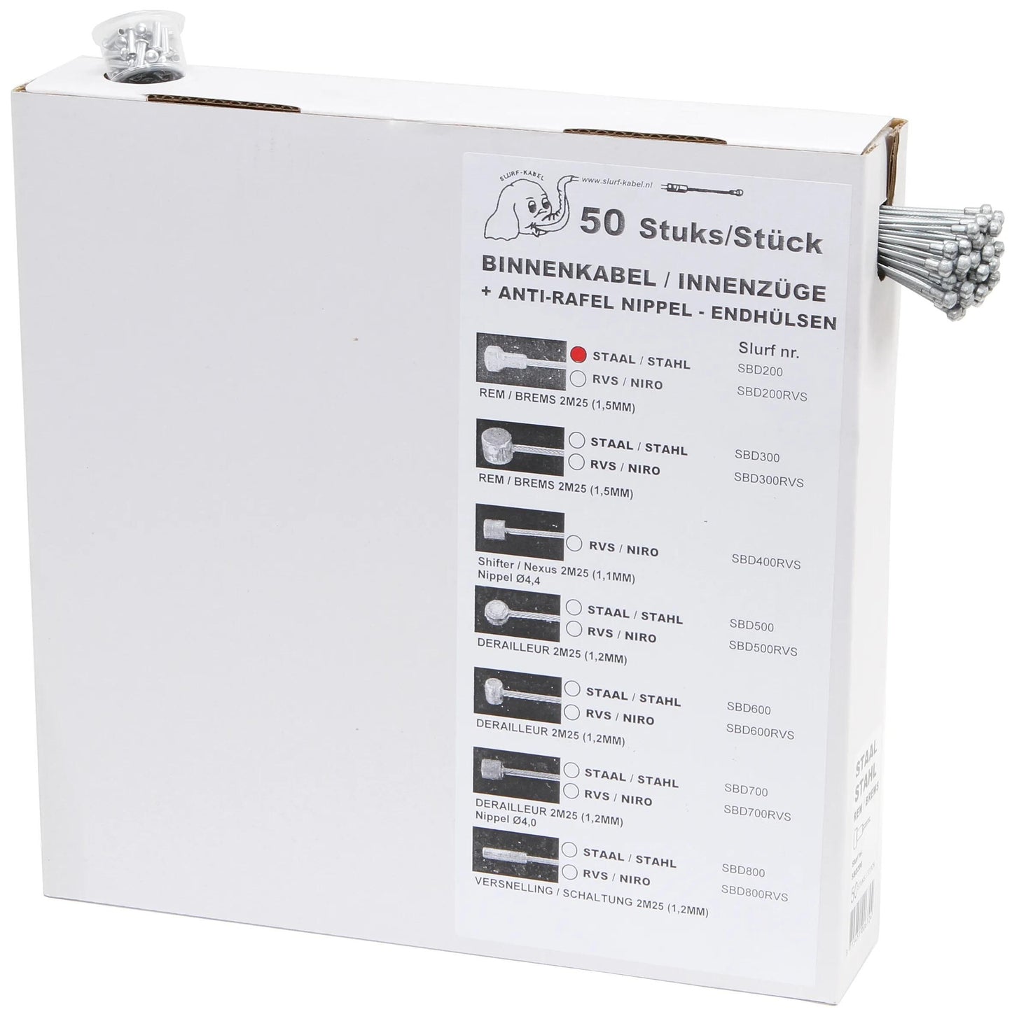 Slurf rembinnenkabel inner br.cab. steel 50psc.
