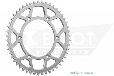 Esjot chain wheel 520 50z alu silver