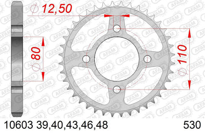 Afam chain wheel 530 39z steel silver