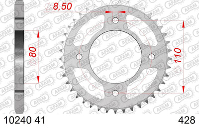 Afam chain wheel 428 41z steel silver