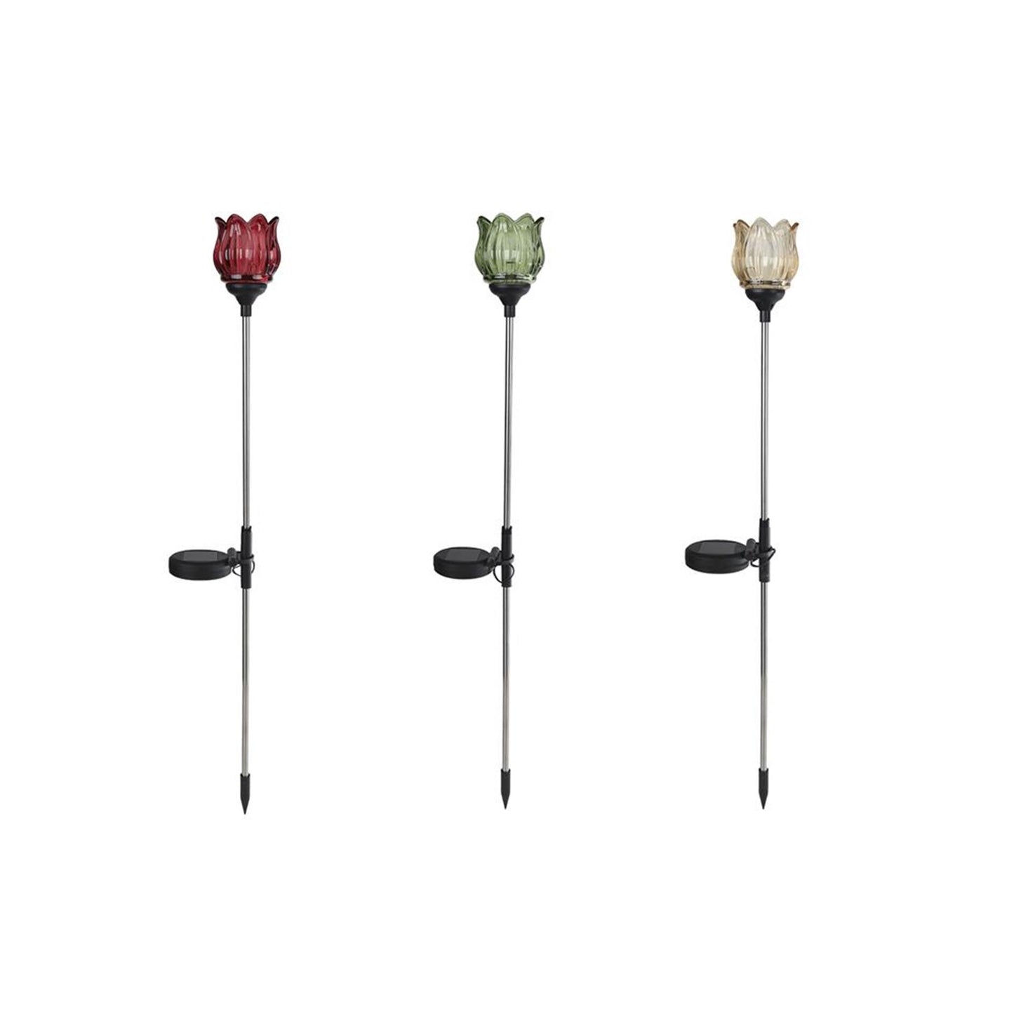 Led solar tuinlamp tulp glas 9x9x79cm