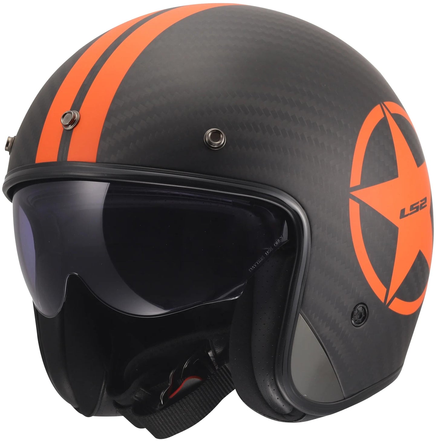 Ls2 jethelm of601 bob ii carbon star helmet of601 bob ii carbon star orange gr. l