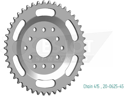 Esjot achtertandwiel 0625 chain wheel 415 45z steel silver