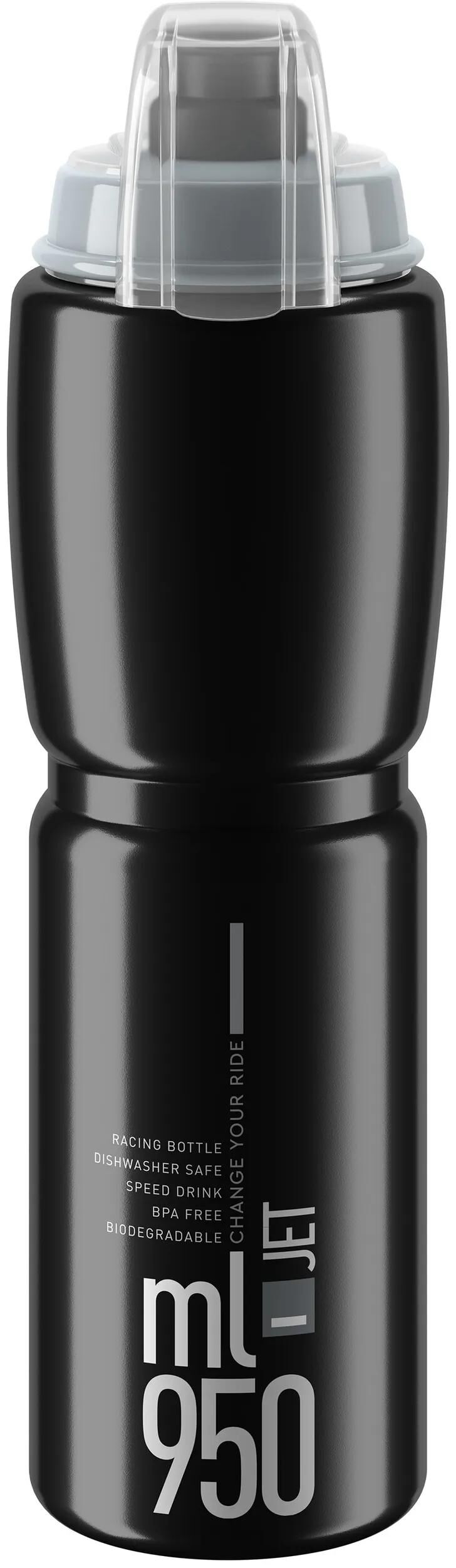 Elite bidon jet plus bottle jet plus 950ml black grey with cap
