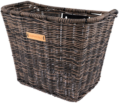 Basil Bremen Rattan Look FM - fietsmand - voorop - inclusief Basil FM stuurpenhouder - bruin