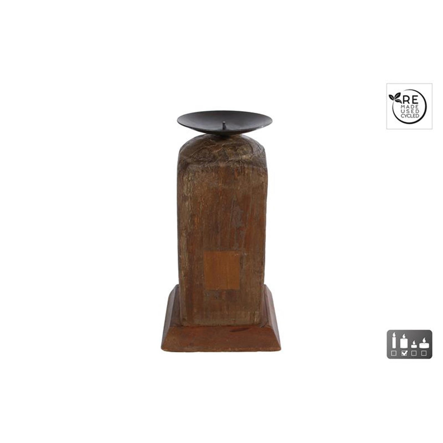 Cosydecor kandelaar raymond naturel hout gerecycled 15 18x8 11x8 11cm