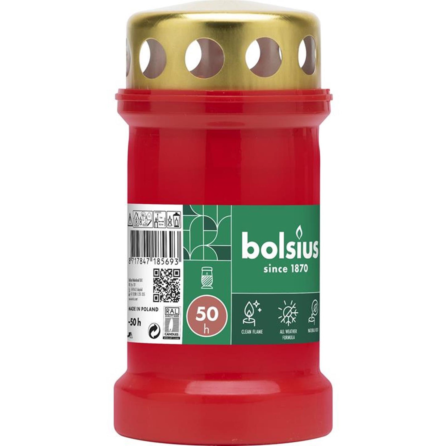 Bolsius graflicht nr.3 rood met deksel