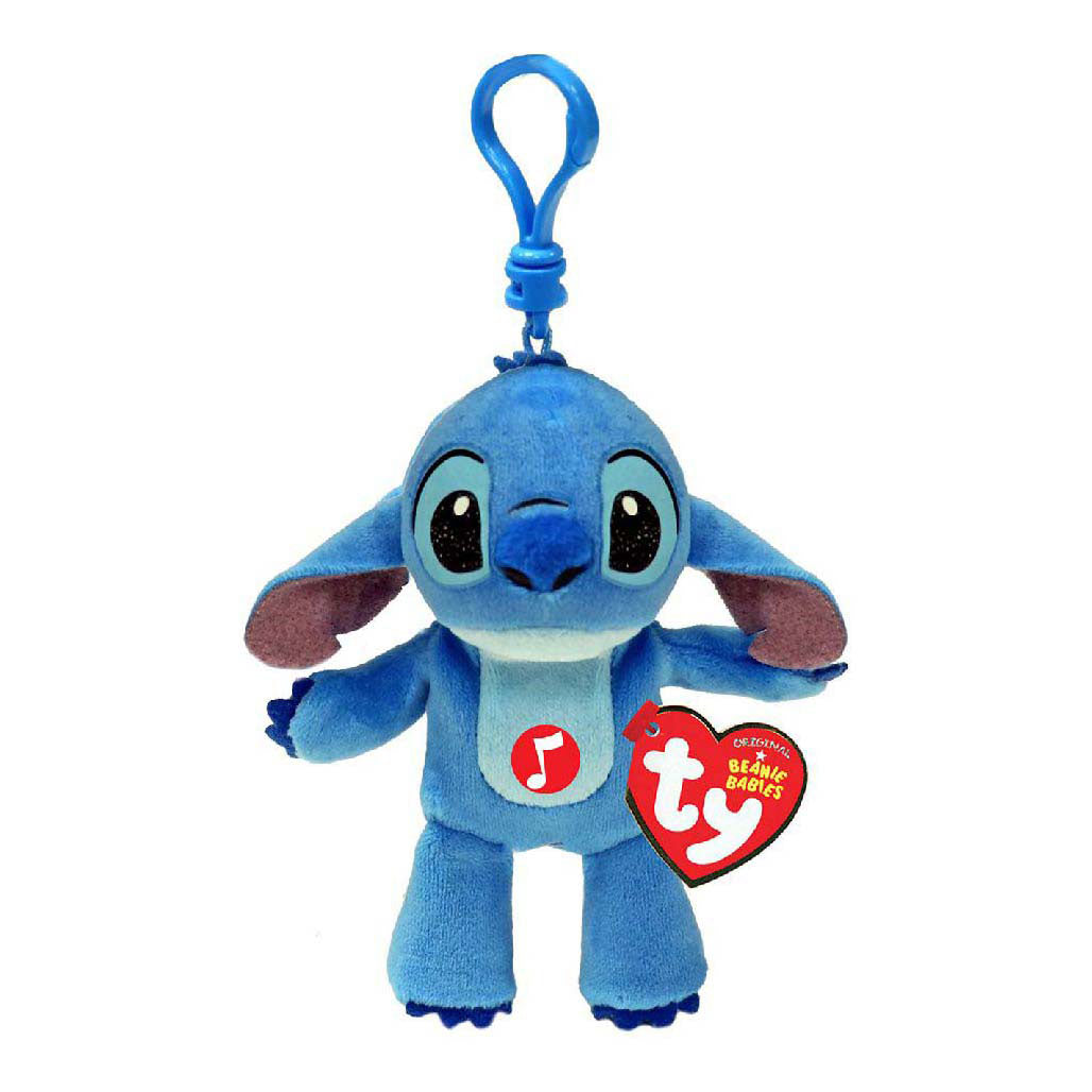 Disney ty beanie babies sleutelhanger stitch met geluid, 10cm