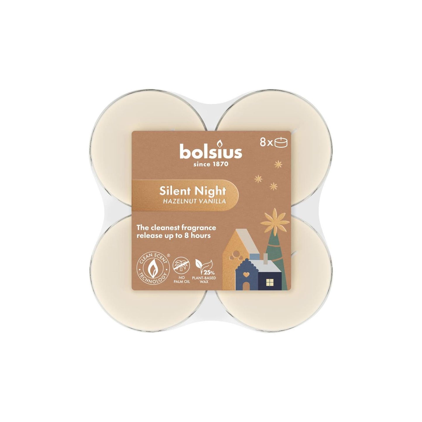 Bolsius maxilicht silent night 8u 8 stuks