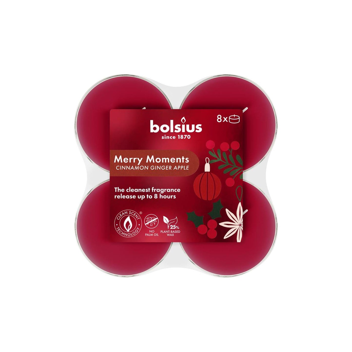 Bolsius maxilicht merry moments 8u 8 stuks