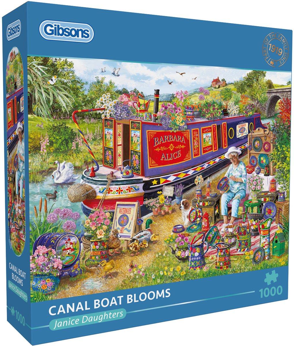 Gibsons - kanaalboot in bloei ( canal boat blooms ) - janice daughters - 1000 stukjes - 68×49cm - legpuzzel voor volwassenen