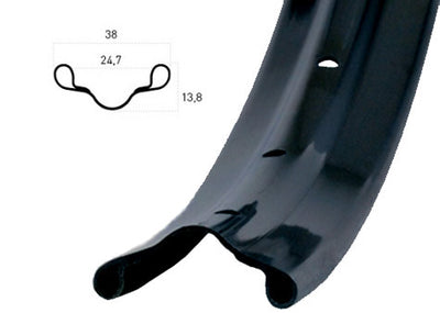 Ryde velg westwood v38 622 x 24c aluminium 36 gaats 14g - zwart