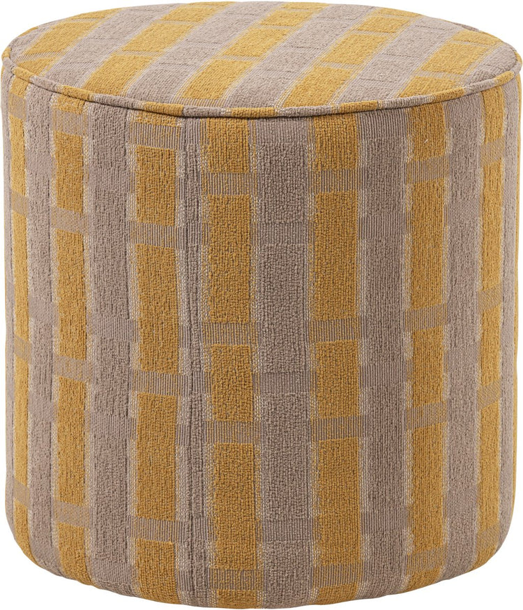 Woood sarli poef hoog dessin - chenille - taupe geel - 46x46x46