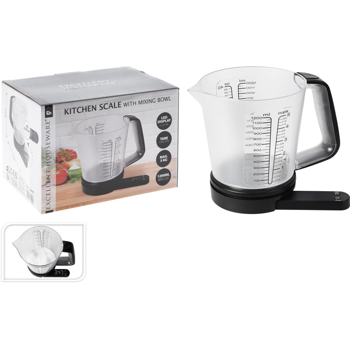 Excellent houseware keukenweegschaal met maatbeker