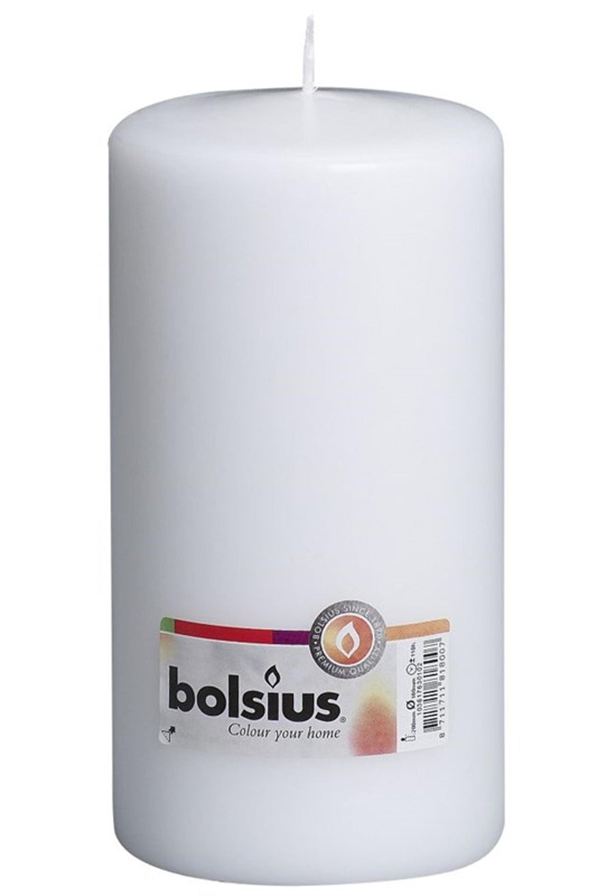 Bolsius stompkaars 200 100mm wit