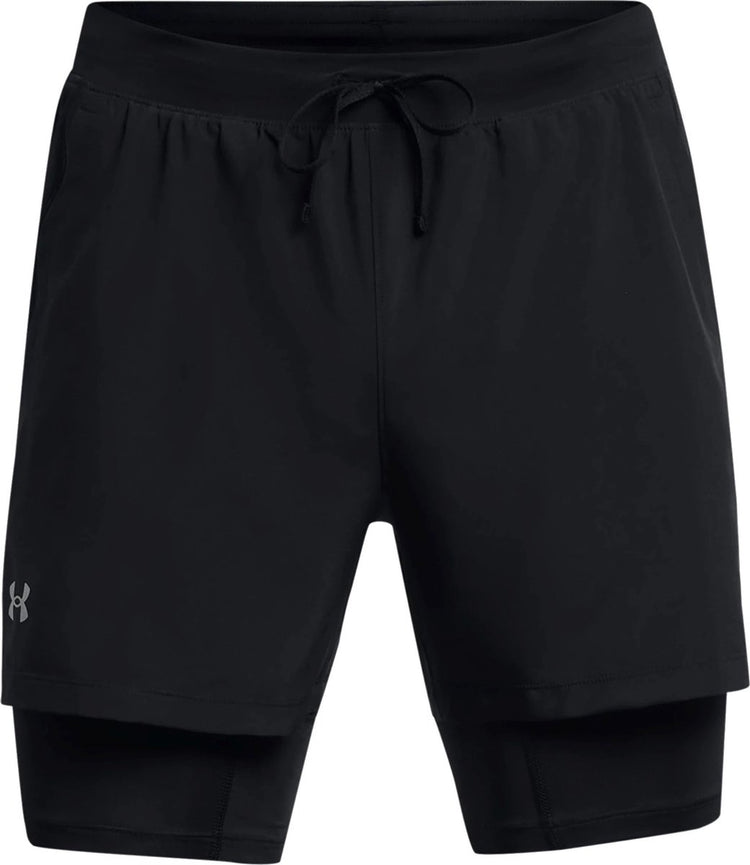 Under armour ua launch 5'' 2-in-1 shorts-blk heren sportbroek - zwart - reflecterend