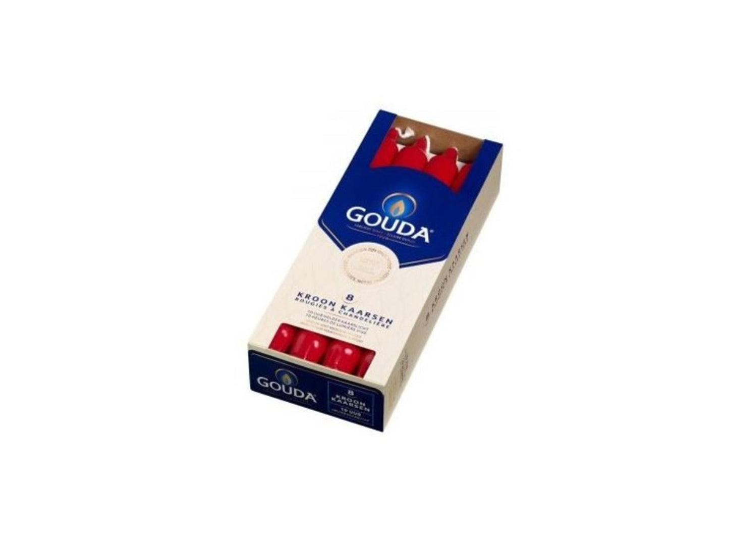 Gouda kroonkaars rood 240 24 doos a 8 stuks 10 brand uren