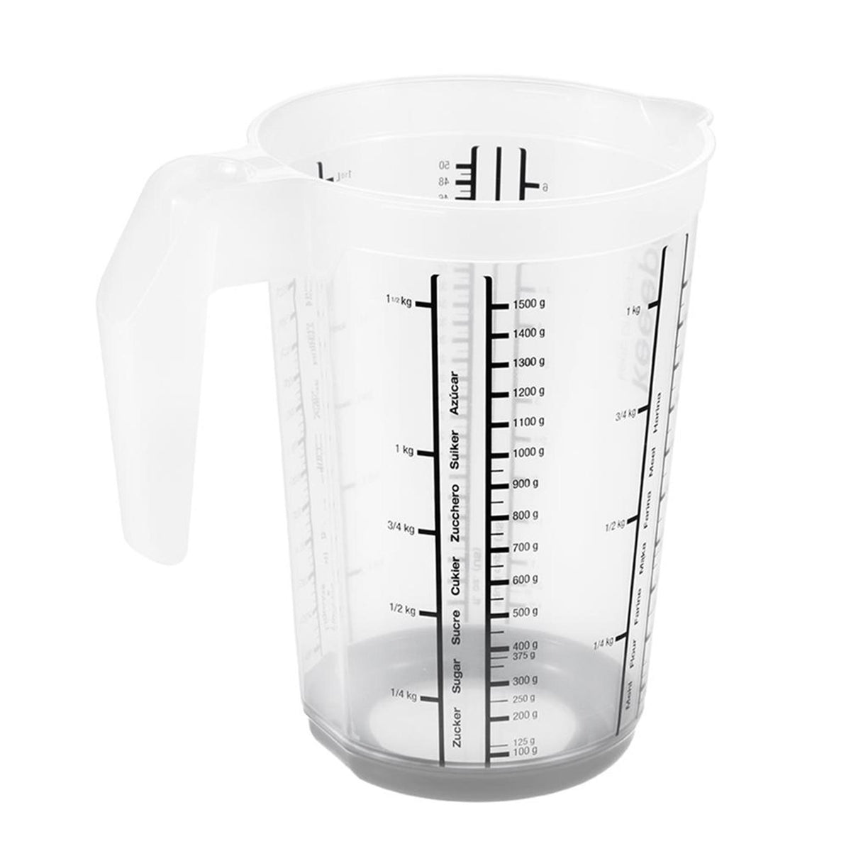 Keeeper kunststof maatbeker anti-slip 1,5l ã˜13,5x19cm nordic grey