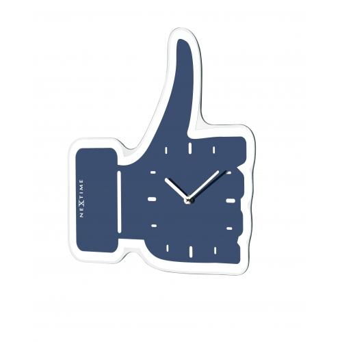 Nextime klok 5185bl mini thumbs up, 20.5x21, wall, blue silver