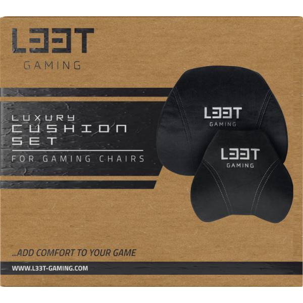 L33t gaming 160382 luxury gaming chair cushion set, memory foam, velvet, ultra-soft, black