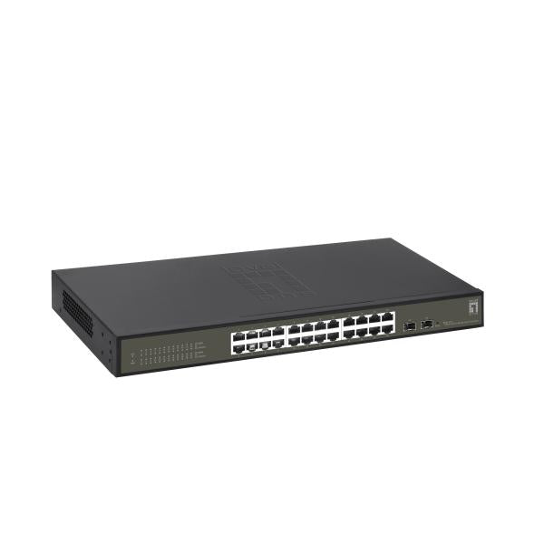 Levelone ges-2126 hilbert 26-port gigabit smart lite managed l2 switch, 24x rj45, 2x sfp, 1000 mbps