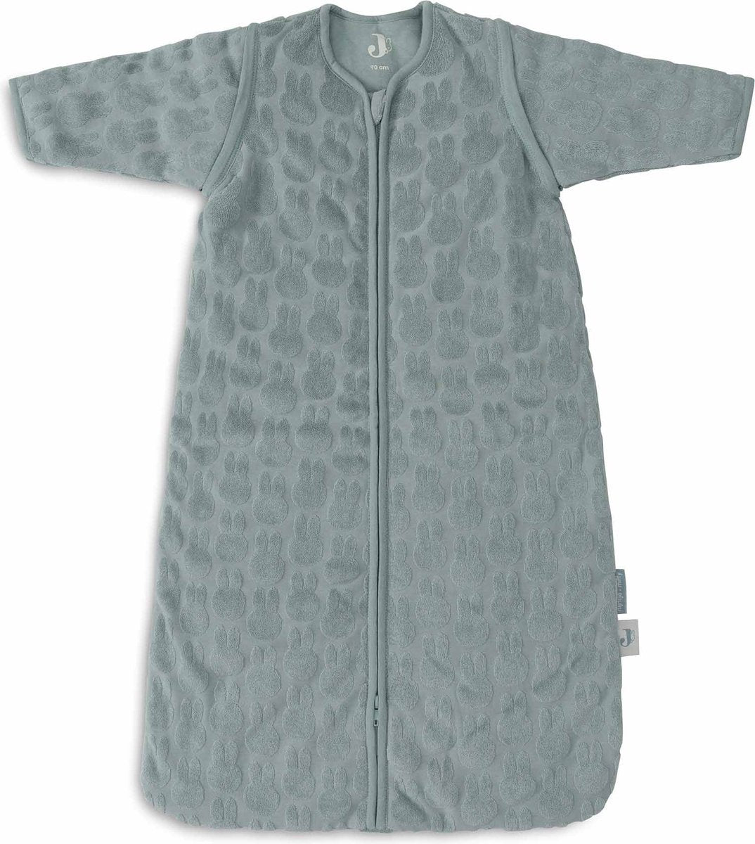 Jollein x nijntje - baby slaapzak winter met afritsbare mouw 90cm - miffy jacquard sea green - winterslaapzak