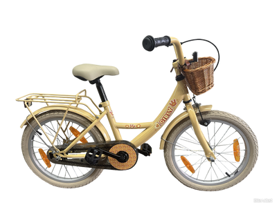 Bikefun kinderfiets girly 18 inch - met mandje en remnaaf - goud