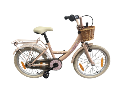 Bikefun kinderfiets girly 18 inch - met mandje en remnaaf - roze