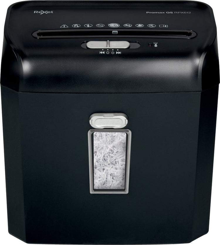 Rexel promax rpx612 papierversnipperaar - p4 snippers - tot 6 vel - 12l - zwart