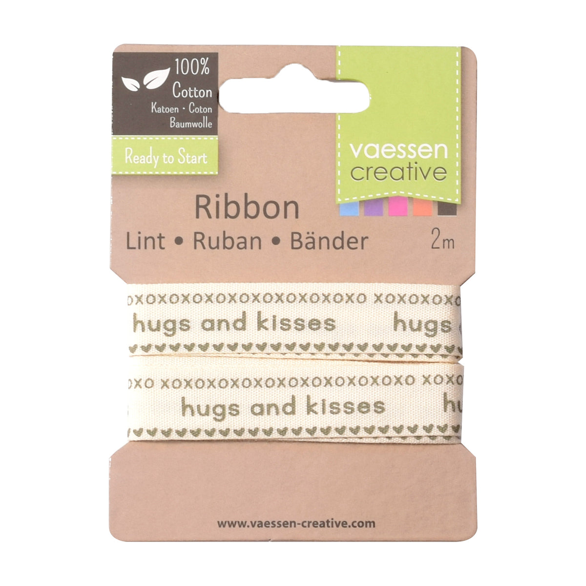 Vaessen creative • ribbon 2mx15mm eng hugs and kisses