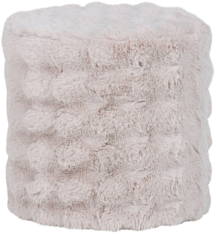 Woood olven poef hoog - fluffy stof - naturel - 46x46x46