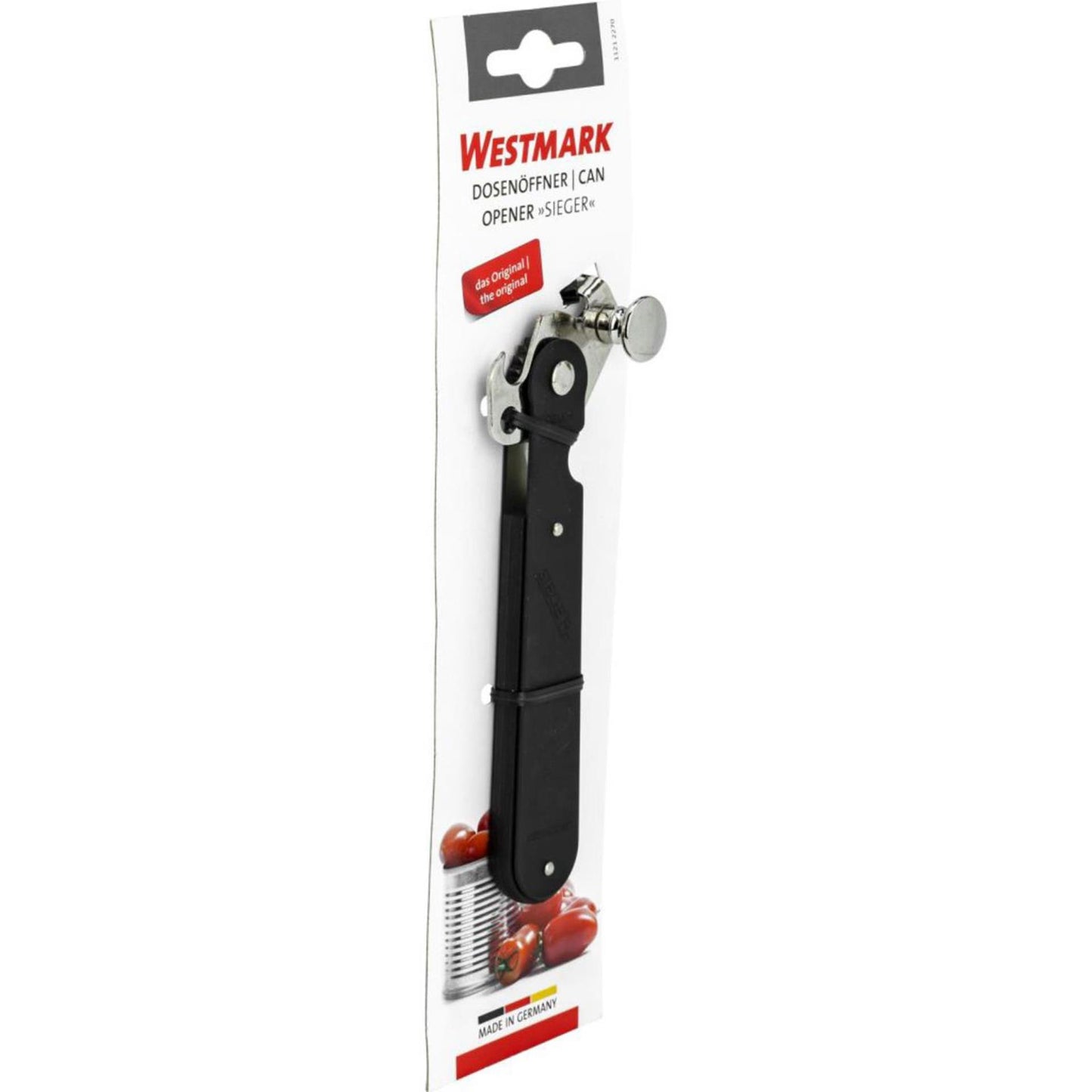 Westmark blikopener met hefboomwerking en flesopener, lengte: 14,9 cm, staal, original sieger, zwart zilver, 11212270