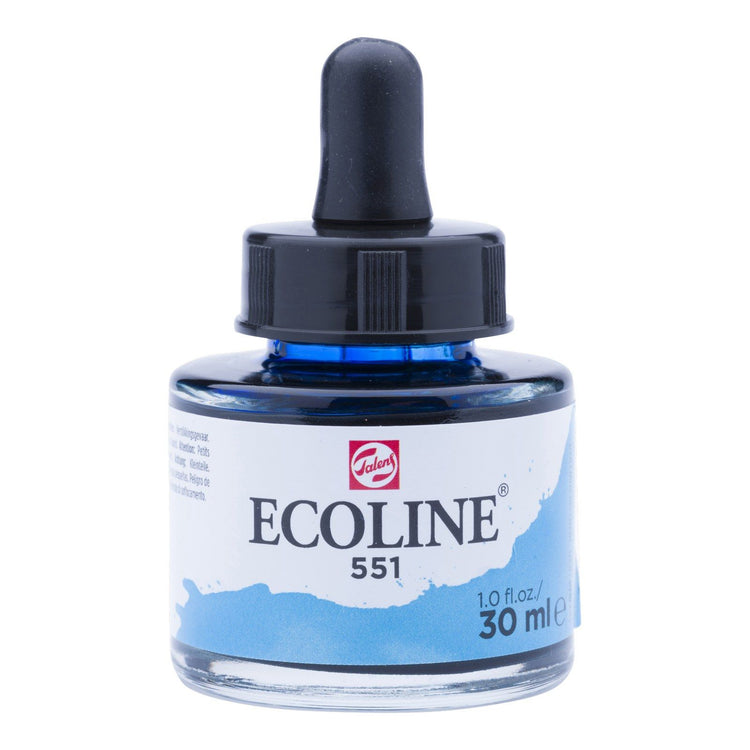 Ecoline • vloeibare waterverf fles 30ml hemelsblauw licht 551