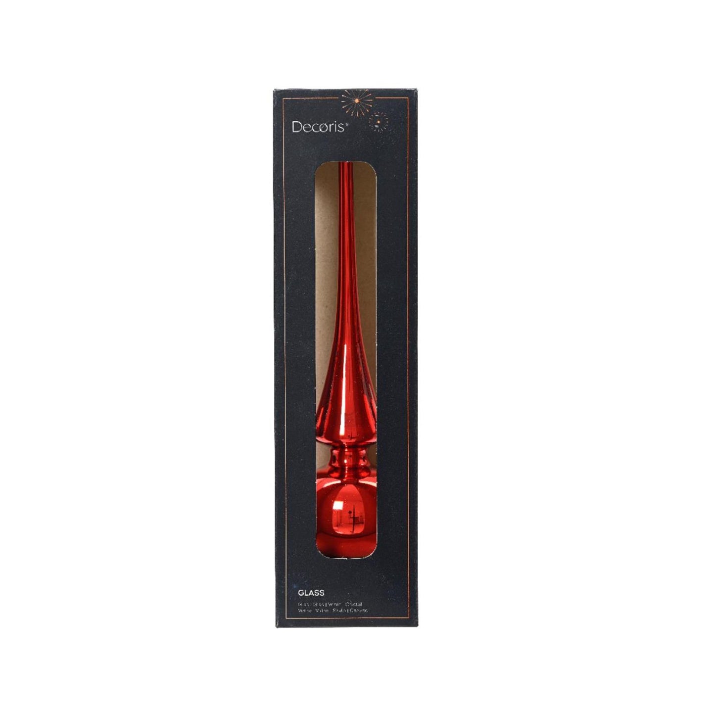 Decoris piek glas glans kerstrood dia6x26cm