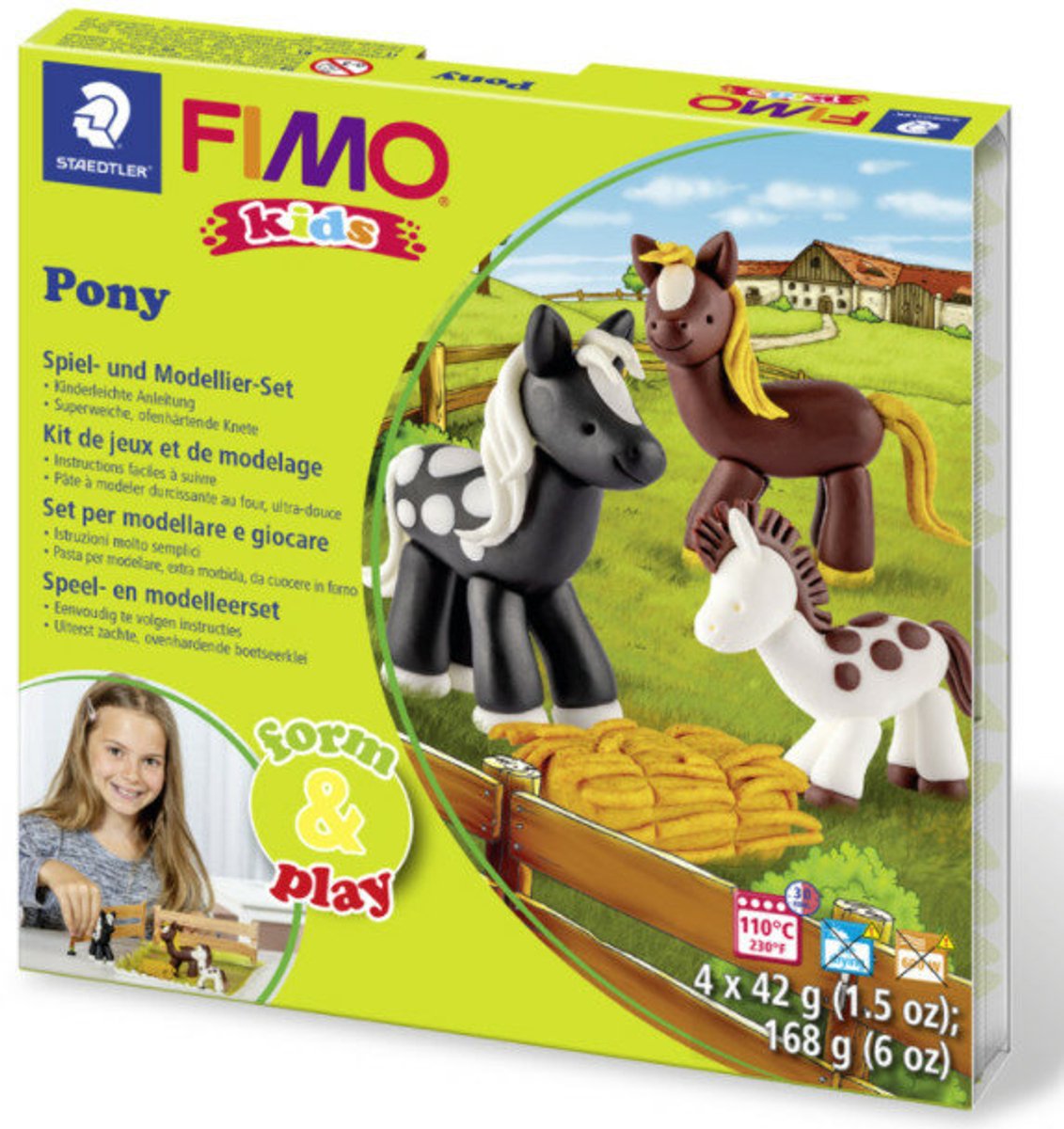 Fimo kids 8034 - ovenhardende boetseerklei - form play set pony