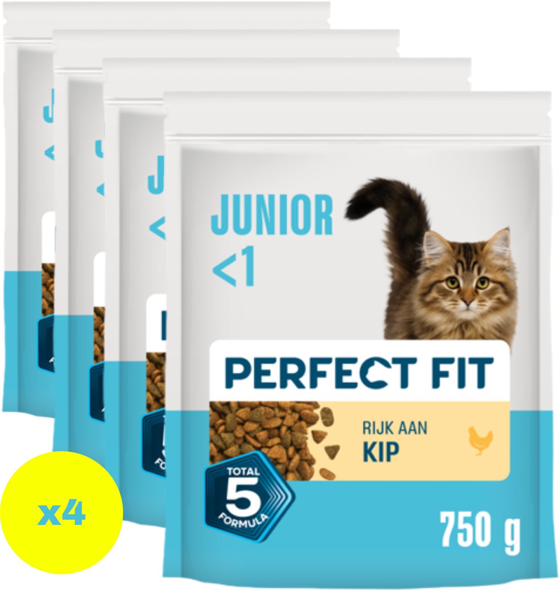 Perfect fit kattenbrokken - junior - kip - 4x750g