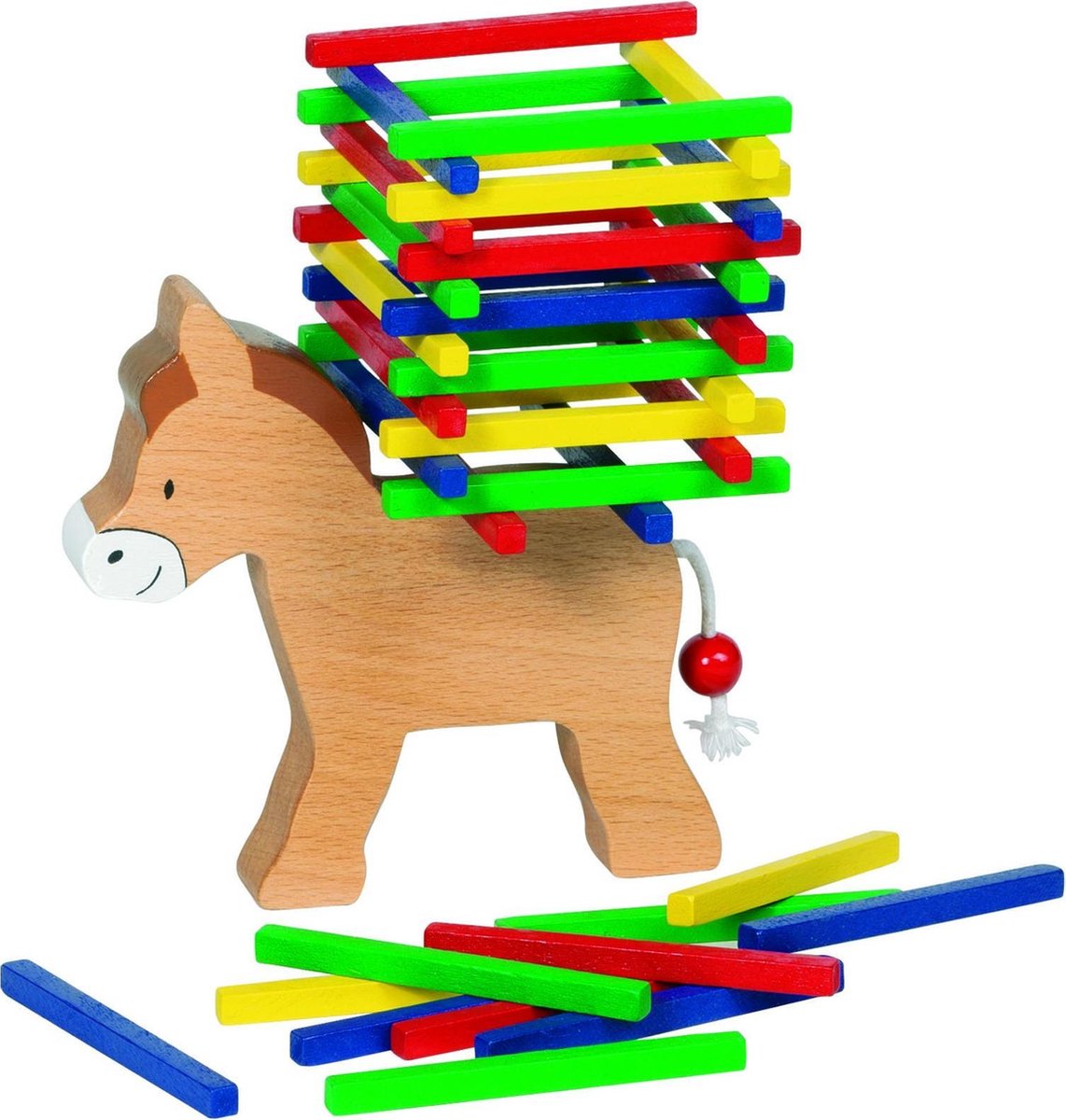 Goki balancerende ezel - balansspel - 60 gekleurde staafjes - hout - 5 jaar