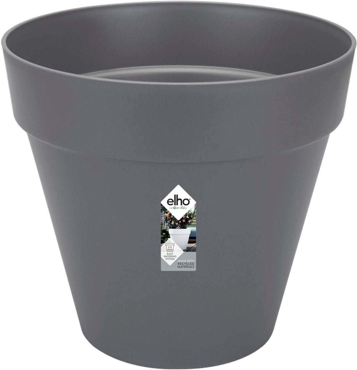 Elho loft urban rond 60 - grote bloempot voor buiten - waterreservoir - 100% gerecycled plastic - ø 58.0 x h 54.0 cm - antraciet
