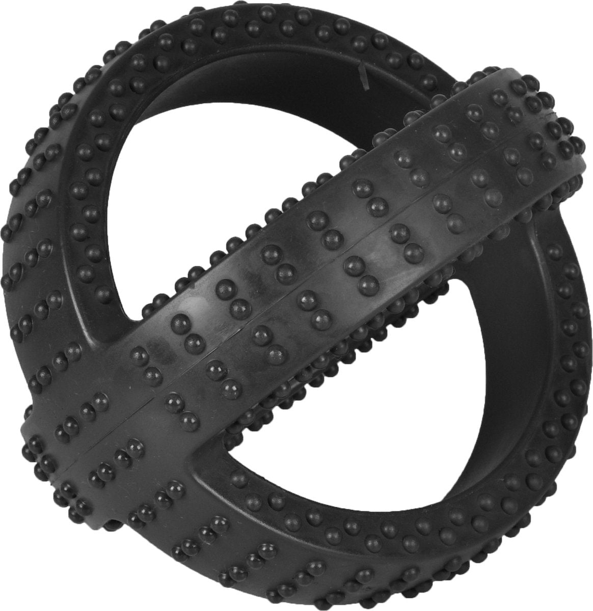 Flamingo - hondenspeelgoed rubber gladiator cross ball - l - zwart - 17.5 x 17.5 x 17.5 cm