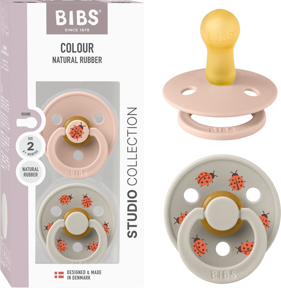 Bibs colour fopspeen - 6-18 mnd - 2-pack - ronde - blush sand