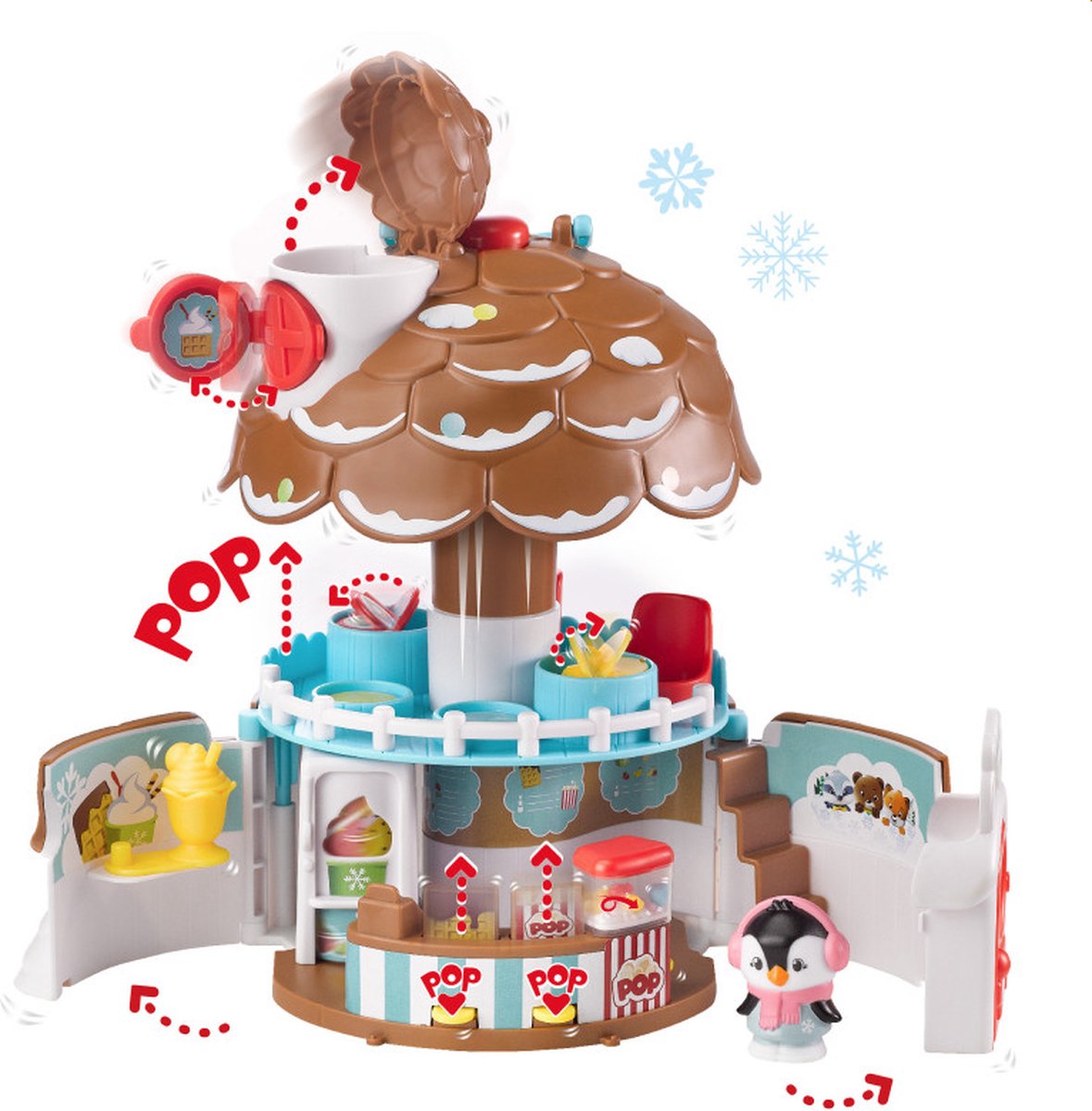Klorofil de dennenappel speelset - snoepwinkel - poppenhuis - interactief kinderspeelgoed - met figuur uit de familie van pinguïns - vanaf 18 maanden - 5-delig