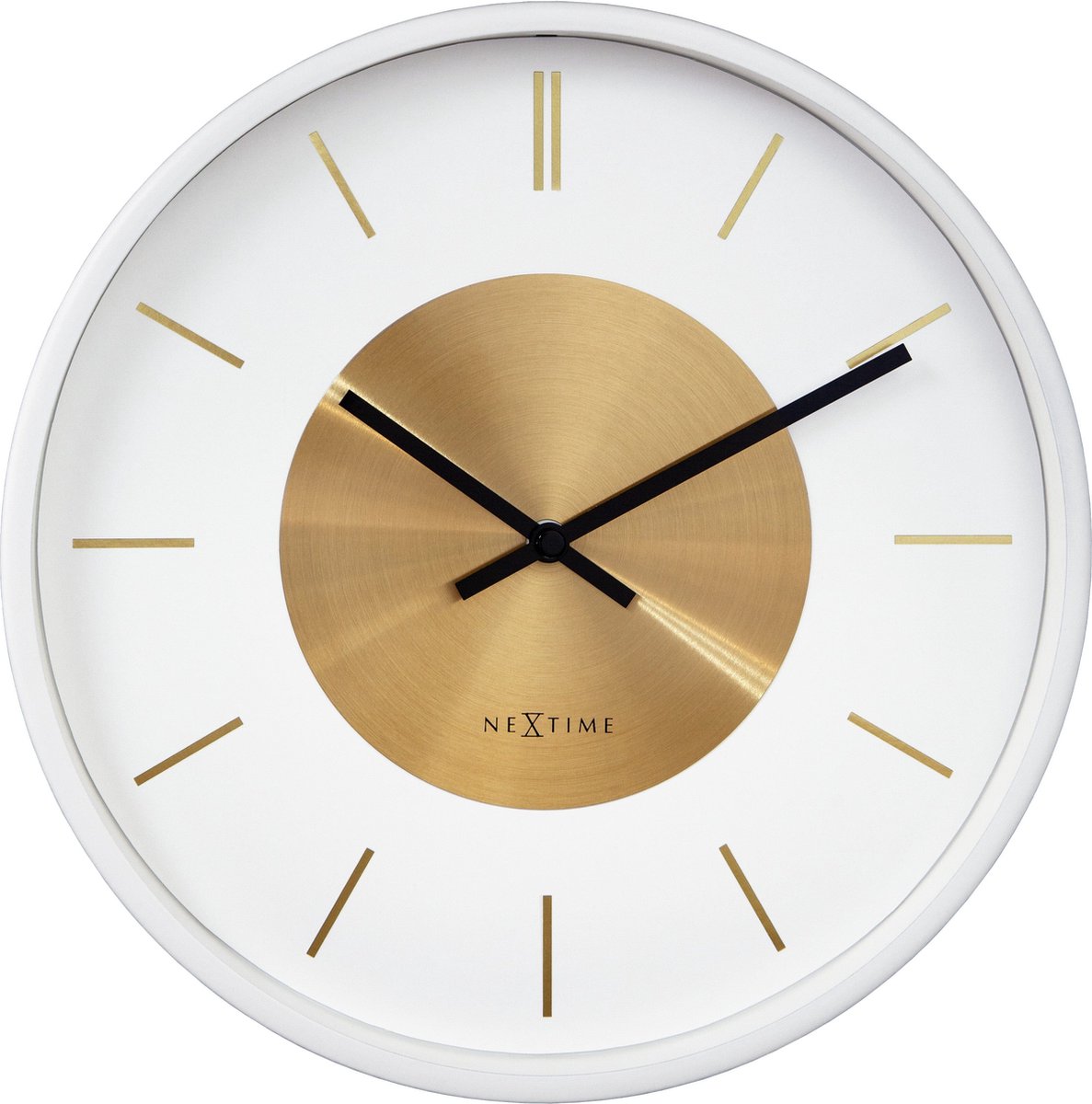 Nextime retro ii – wandklok – 25 cm – metaal – wit goud – stil