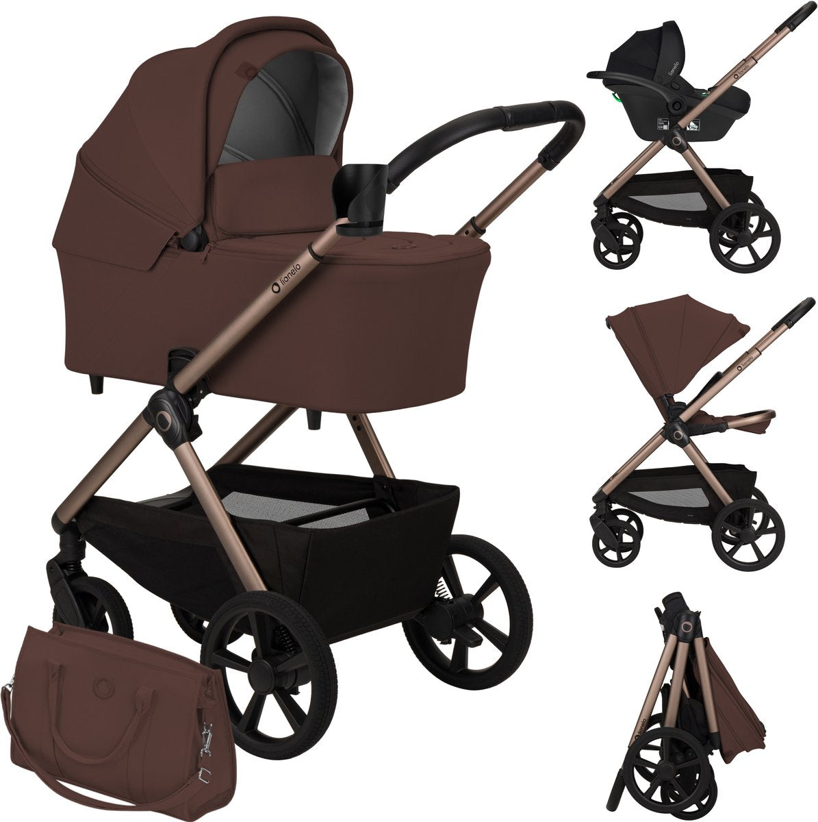 Lionelo carmine kinderwagen 3 in 1 – inclusief astrid i-size autostoel – graveltech all-terrain wielen – 3d ventilatie airydots matras – anti-reflux reiswieg – comfortabele vering – inklapbaar met zitting – upf50+ – complete accessoireset
