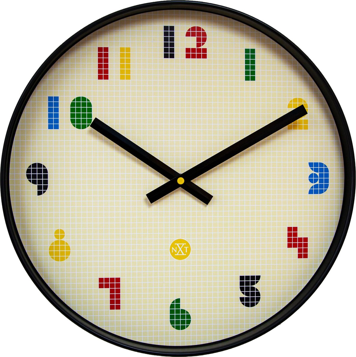 Nextime nxt bit – wandklok – 35 cm – abs – zwart multicolor – stil