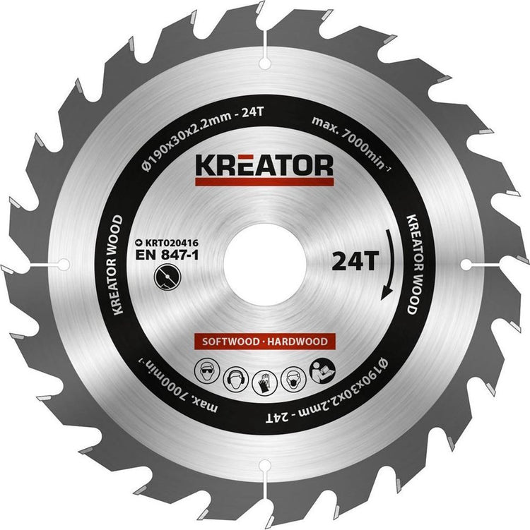 Kreator krt020416 zaagblad hout 190 mm -24t